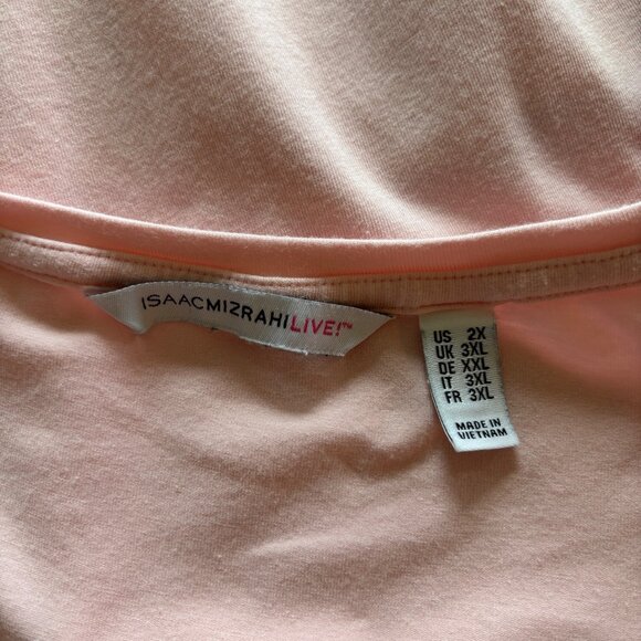 Isaac Mizrahi Live Womens Light Pink Tunic Top Sz 3X Short Sleeve Flounce Bottom - Picture 4 of 5